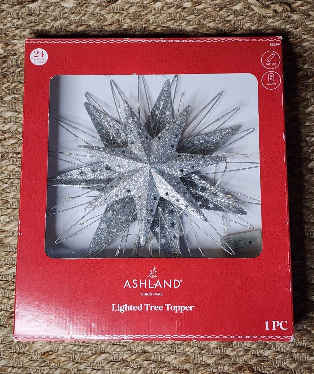 Ashland Silver Snowflake Christmas Lighted Tree Topper 24 LED Lights